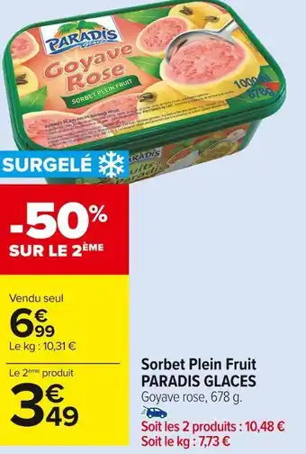 Carrefour Market Paradis glaces sorbet plein fruit offre