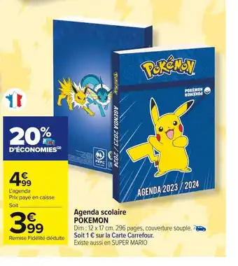 Carrefour Market Pokémon agenda scolaire offre