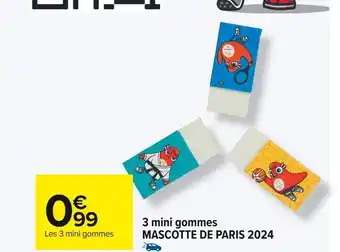 3 mini gommes mascotte de paris 2024