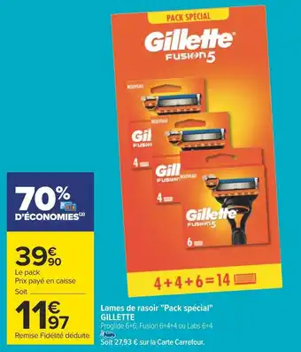 Carrefour Gillette lames de rasoir pack spécial offre
