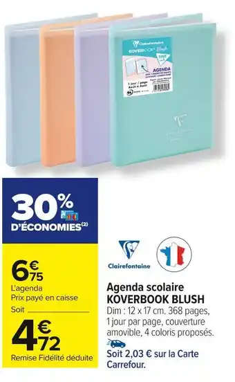 Clairefontaine agenda scolaire koverbook blush