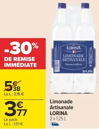 Carrefour Lorina limonade artisanale offre