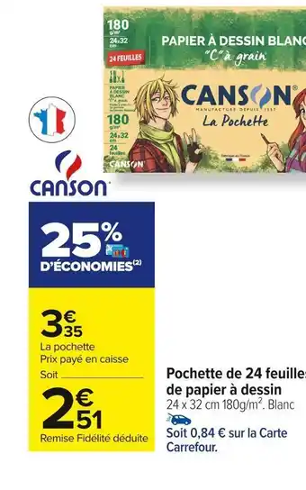 Canson pochette de 24 feuilles de papier à dessin