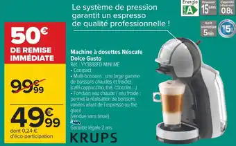 Carrefour Krups machine à dosettes néscafe dolce gusto offre