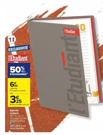 Carrefour Market L'étudiant agenda scolaire offre