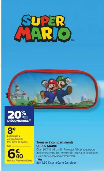 Carrefour Market Super mario trousse 2 compartiments offre