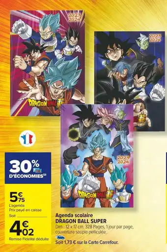 Dragon ball super agenda scolaire