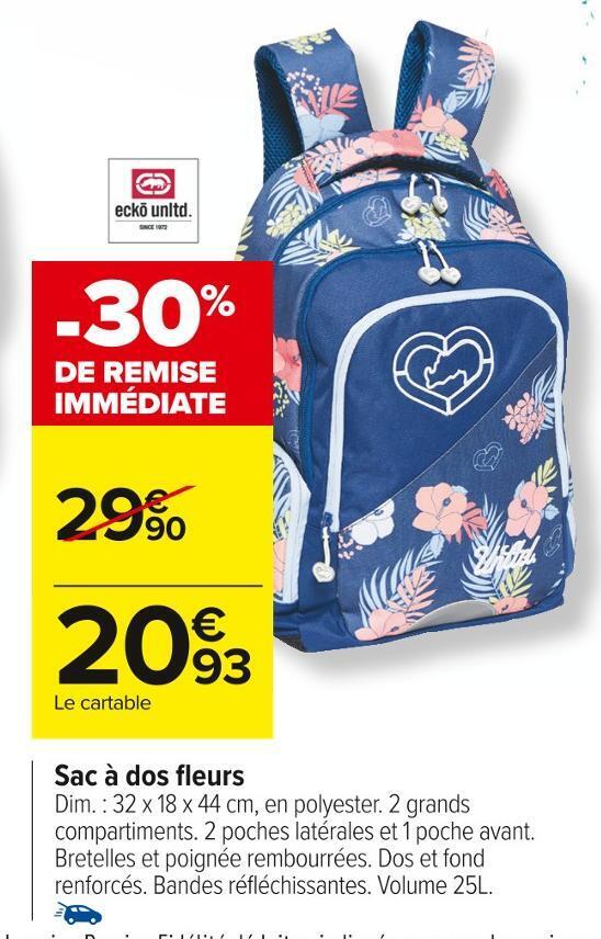 Promo Ecko unltd. sac à dos fleurs chez Carrefour Market