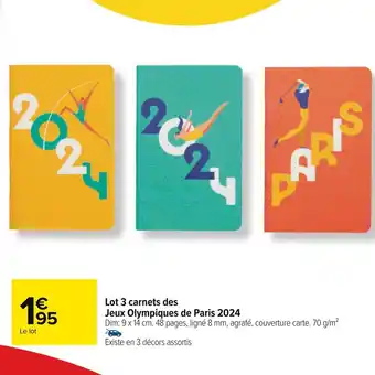 Carrefour Lot 3 carnets des jeux olympiques de paris 2024 offre