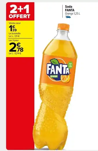 Carrefour Drive Soda FANTA Orange 1,25 L offre