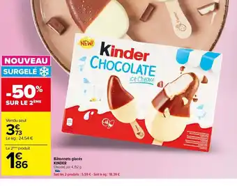 Carrefour Drive Bâtonnets glacés KINDER Chocolat, par 4, 152 g. offre