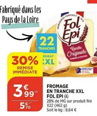 Bi1 Fromage En Tranche XXL Fol Epi offre