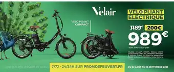 Feu Vert Velair Vélo Pliant électrique offre