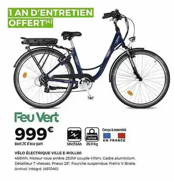Feu Vert Feu Vert Vélo électrique Ville E-roll80 offre