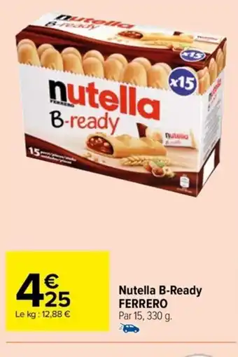 Carrefour Drive Nutella B-Ready FERRERO Par 15, 330 g. offre