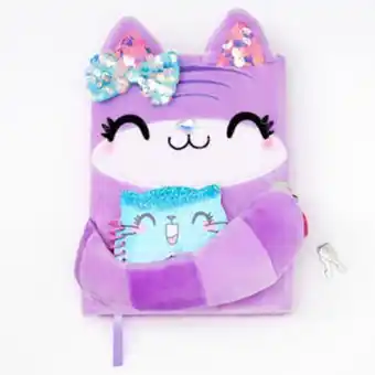 Claire's Journal intime à cadenas chat violet en fausse fourrure offre