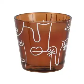 Maisons du Monde Bougie parfumée en verre marron imprimé visages, 180g offre
