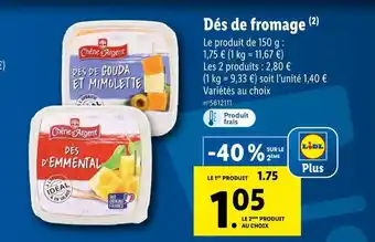 Lidl Chêne d'argent dés de fromage offre