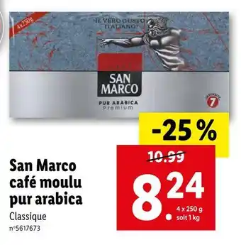 Lidl San marco café moulu pur arabica offre