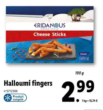Lidl Eridanous halloumi fingers offre
