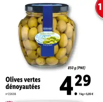 Lidl Eridanous olives vertes dénoyautées offre