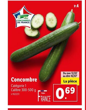 Lidl Concombre offre