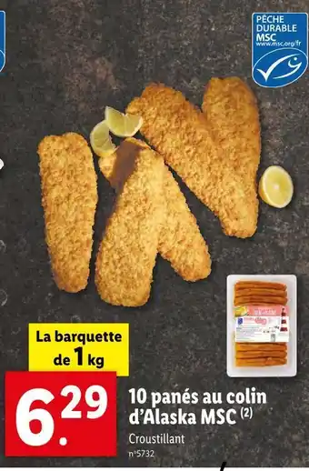 Lidl 10 panés au colin d’alaska msc offre