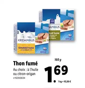 Lidl Eridanous thon fumé offre