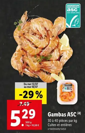 Lidl Gambas asc offre