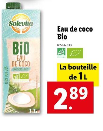 Lidl Solevita eau de coco bio offre