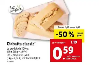 Lidl Ciabatta classic offre