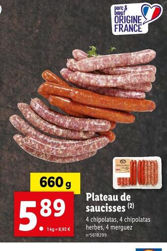 Lidl Plateau de saucisses offre