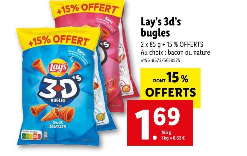 Promo Lay’s lay’s 3d’s bugles chez Lidl