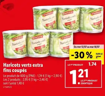 Lidl Haricots verts extra fins coupés offre