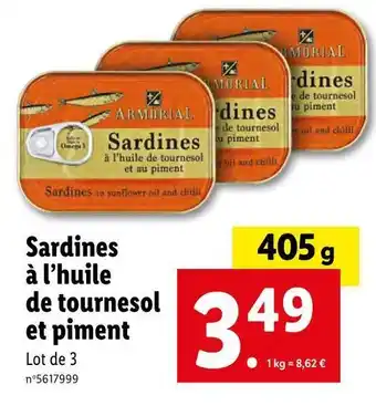 Lidl Armorial sardines à l’huile de tournesol et piment offre
