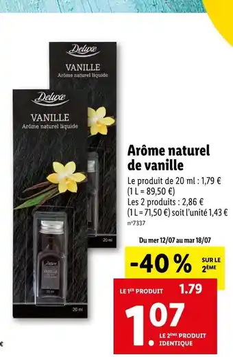 Lidl Deluxe arôme naturel de vanille offre