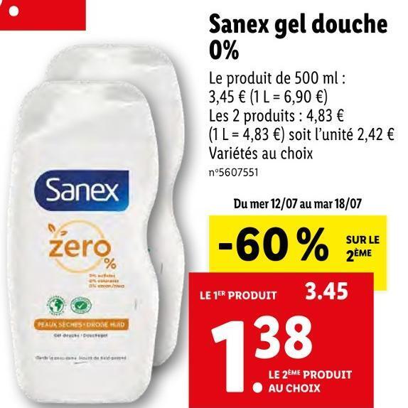 Promo Sanex gel douche chez Lidl