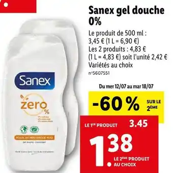 Lidl Sanex gel douche offre