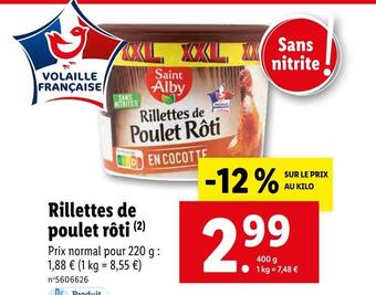 Lidl Saint alby rillettes de poulet rôti offre