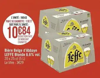Casino Supermarchés Bière belge d’abbaye leffe blonde 6.6% vol. offre