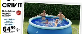 Lidl Crivit piscine quick-up avec pompe de filtration offre