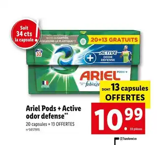 Lidl Ariel ariel pods + active odor defense** offre