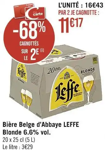 Leffe bière belge d’abbaye blonde 6.6% vol.