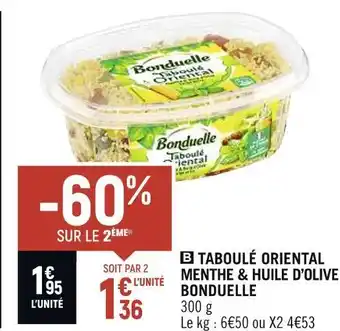 Spar Bonduelle taboulé oriental menthe & huile d’olive offre