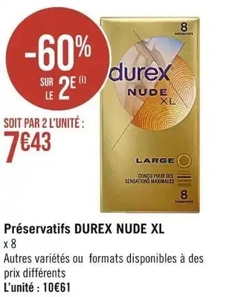 Durex préservatifs nude xl