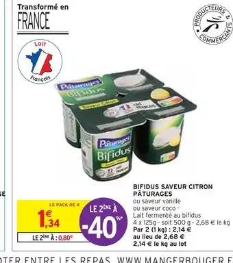 Intermarché Pâturages bifidus saveur citron offre