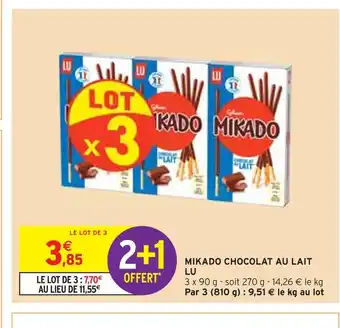 Intermarché Lu mikado chocolat au lait offre