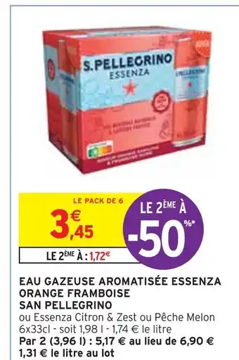 Intermarché San pellegrino eau gazeuse aromatisée essenza orange framboise offre