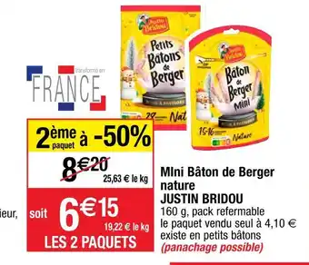 Cora x Carrefour Justin bridou mini bâton de berger nature offre