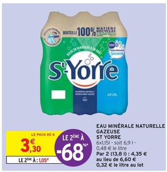 Intermarché St-yorre eau minérale naturelle gazeuse offre